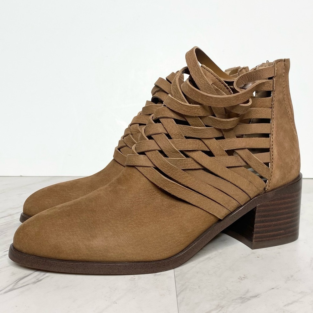 1. State Iliza Brown Nubuck Strappy Heeled Bootie 6M